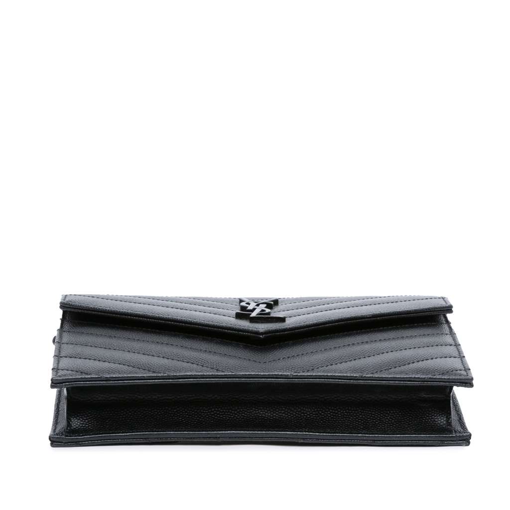 Saint Laurent Grain De Poudre Cassandre Monochrome Envelope Chain Wallet - 3