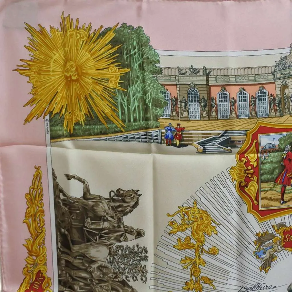 Hermès Sanssoucy Silk Scarf 90 Pink Silk Never worn - Back View