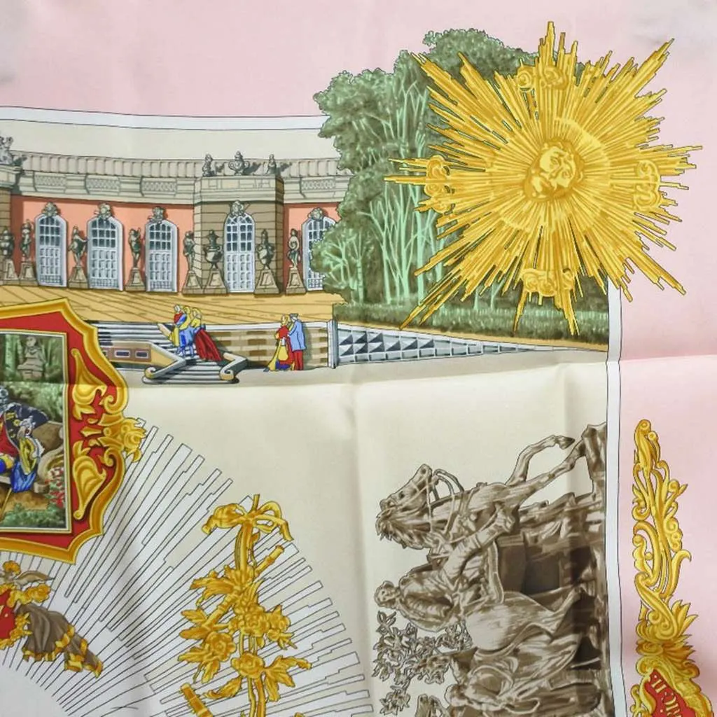 Hermès Sanssoucy Silk Scarf 90 Pink Silk Never worn - Inside View