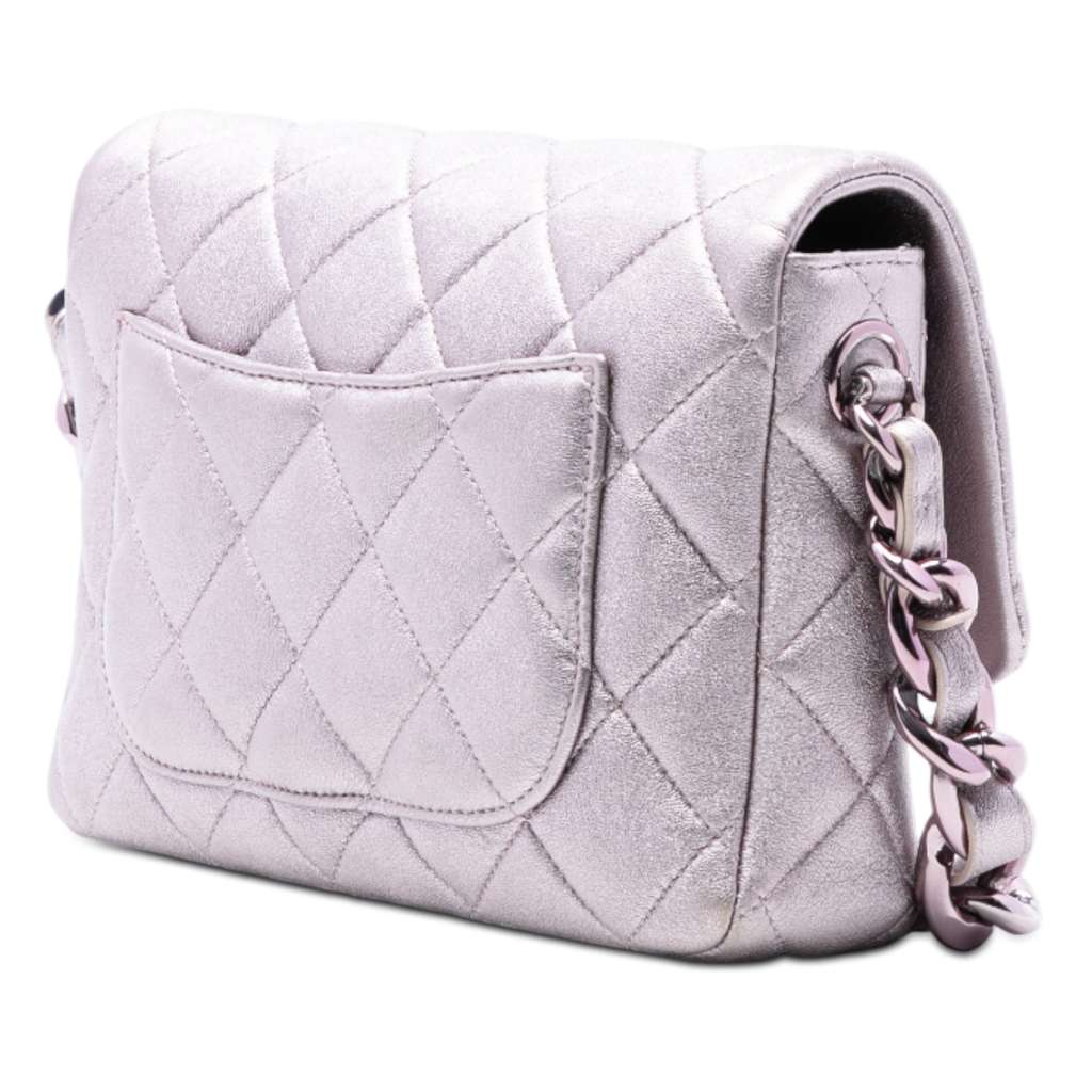 Chanel CC Quilted Metallic Lambskin Single Flap - 2
