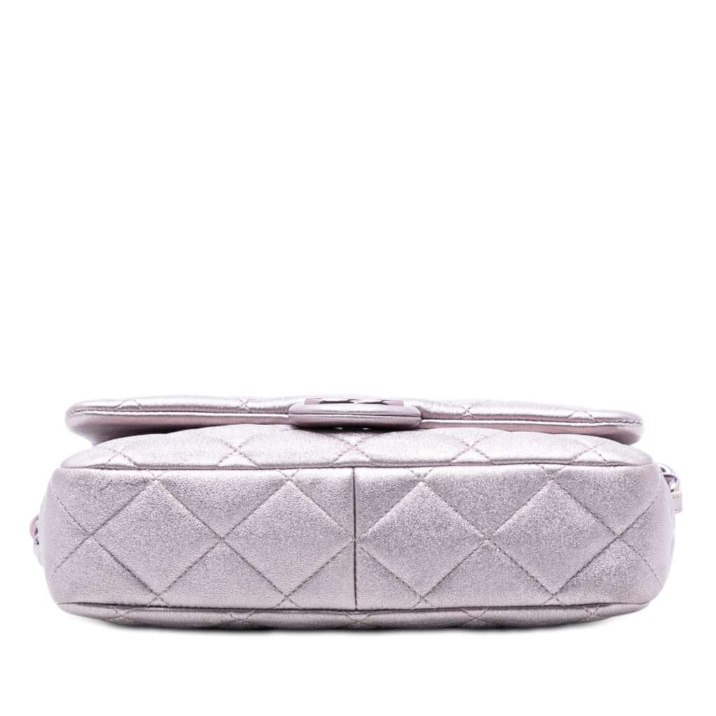 Chanel CC Quilted Metallic Lambskin Single Flap - 3