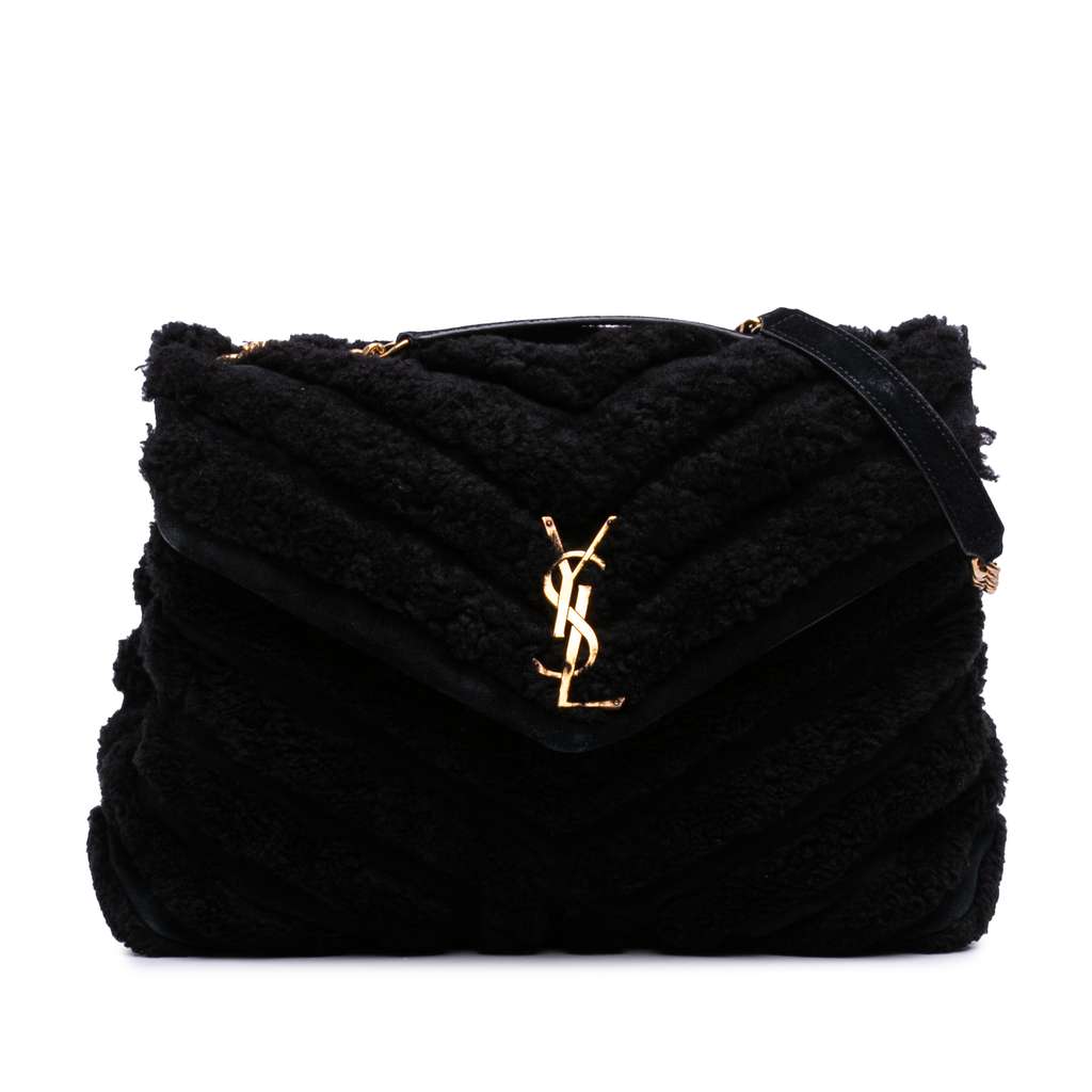Saint Laurent Medium Shearling Loulou Shoulder Bag