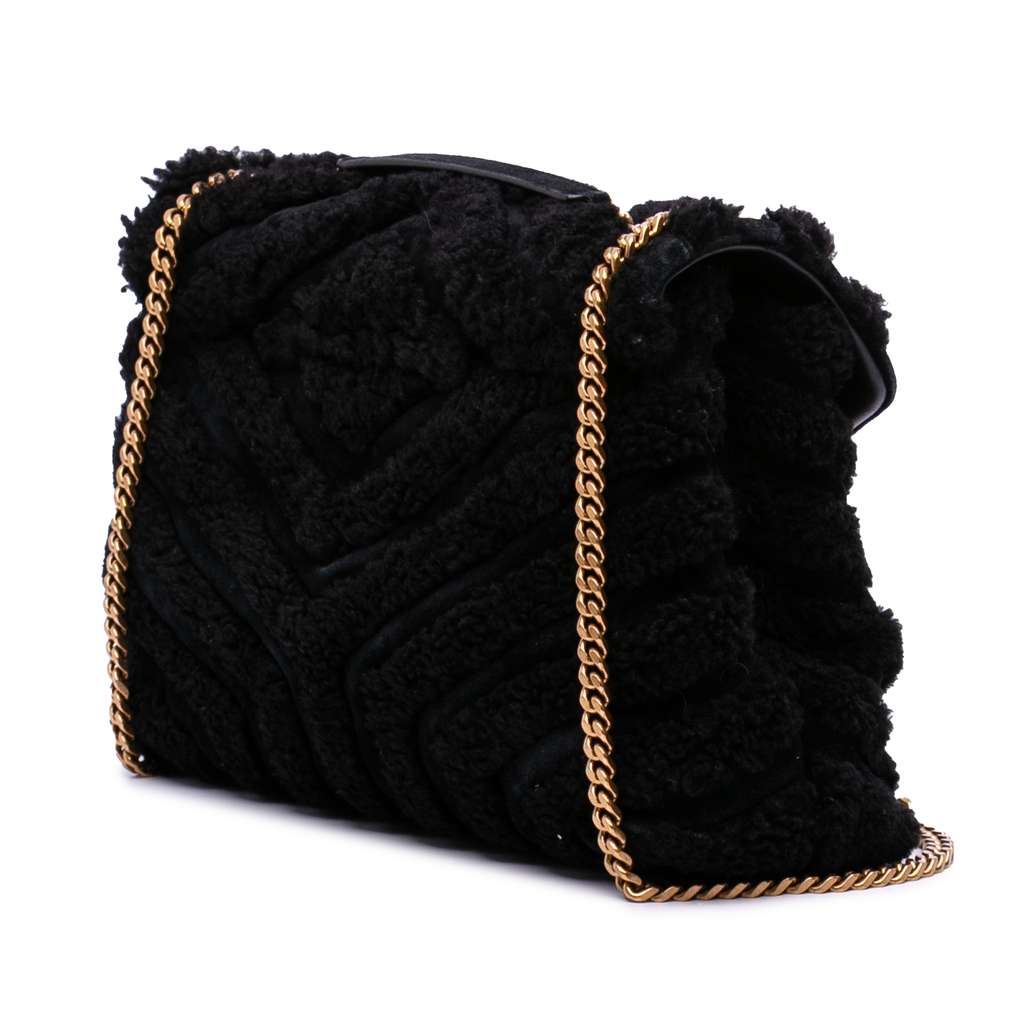 Saint Laurent Medium Shearling Loulou Shoulder Bag - 2