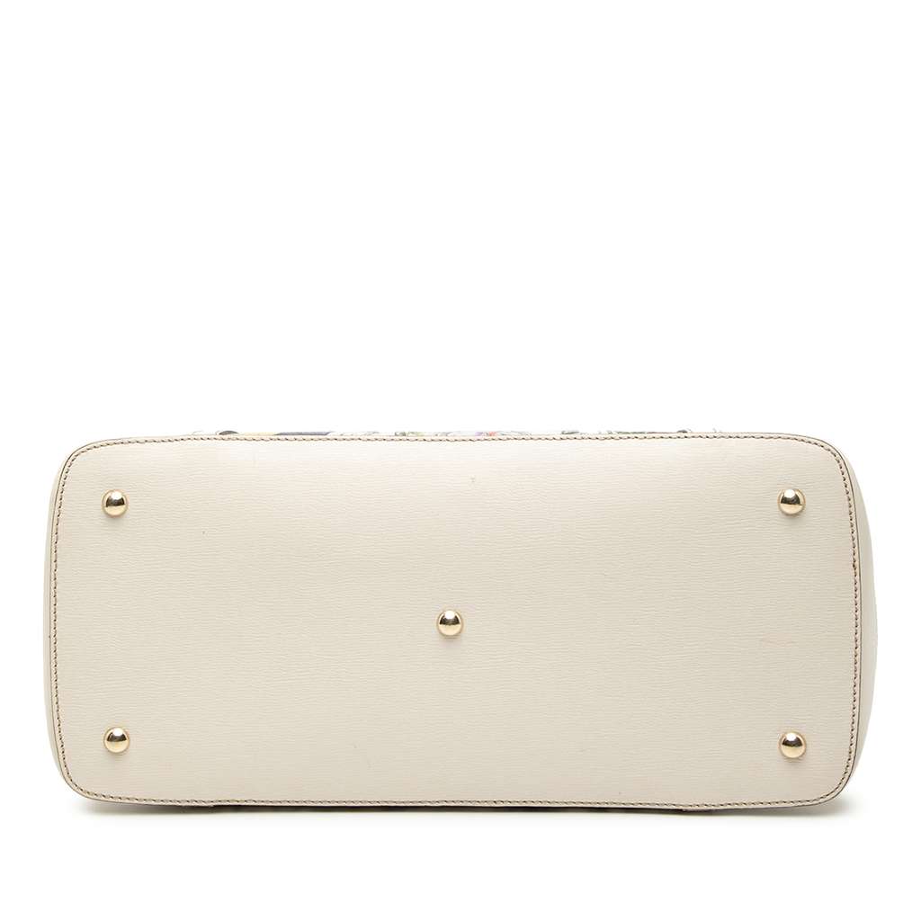 Gucci Large Leather Floral Print Nice Dome Satchel - 3