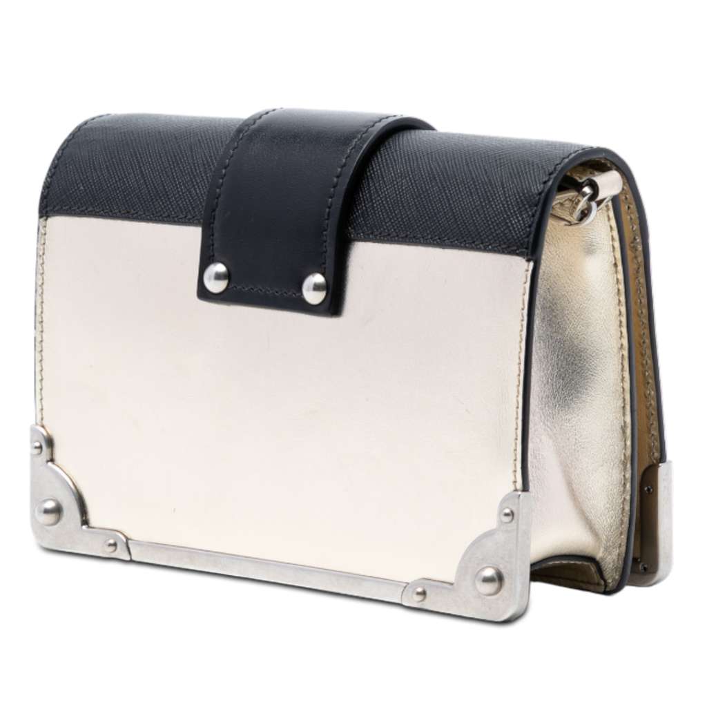 Prada Saffiano Trimmed Metallic Vitello Cahier Bag - 2