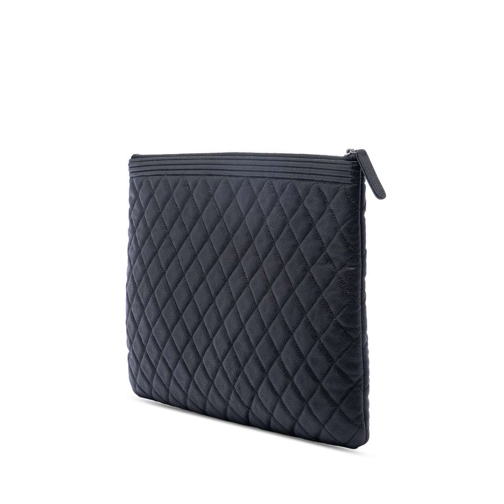 Chanel Large Quilted Caviar Boy O Case Clutch - 2
