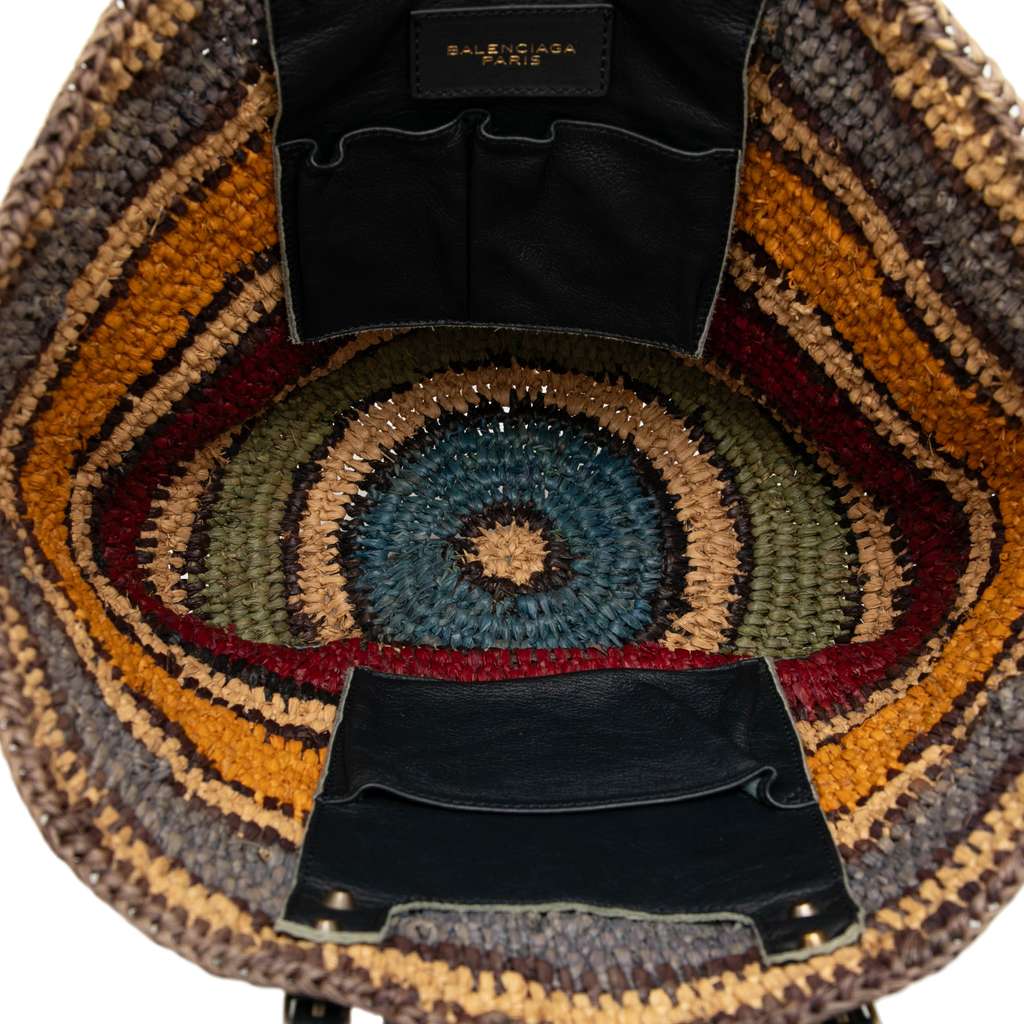 Balenciaga Raffia Motocross Panier Basket Tote - 4