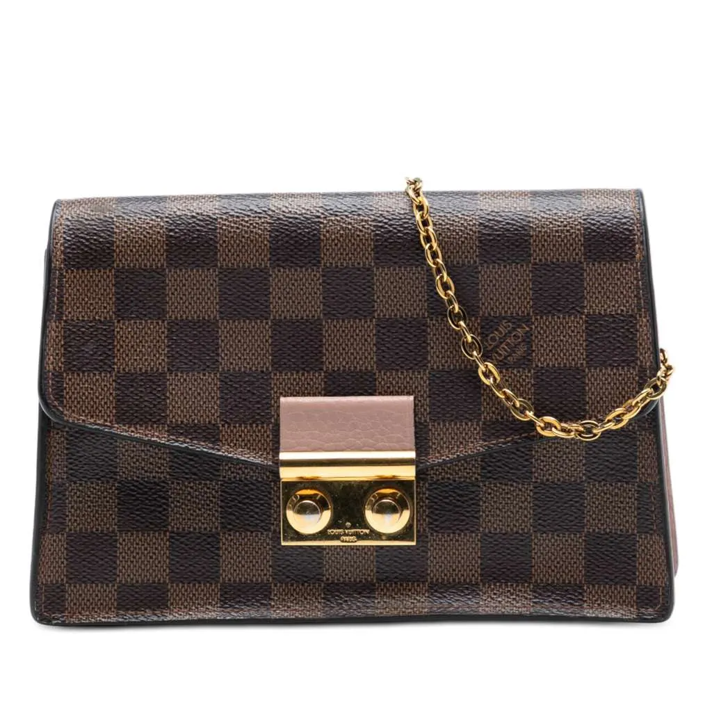Louis Vuitton Damier Ebene Croisette Chain Wallet Brown Very good - Front View