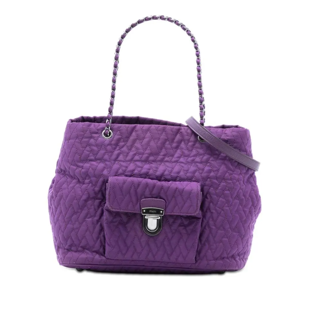 Prada Impuntu Tessuto Chain Tote Purple Polyamide Very good - Front View