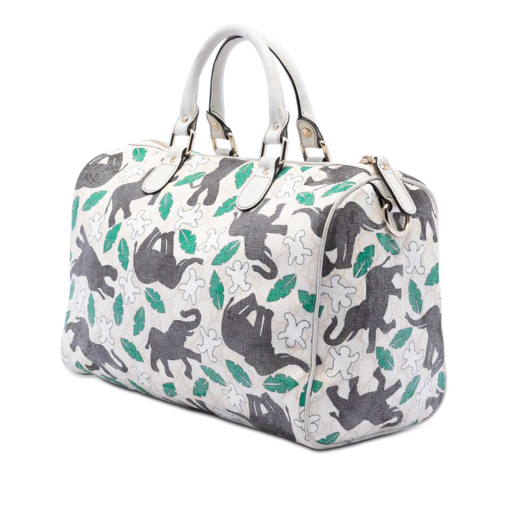 Gucci Limited Edition Medium GG Supreme Snowman In Africa Joy Boston Bag - 2