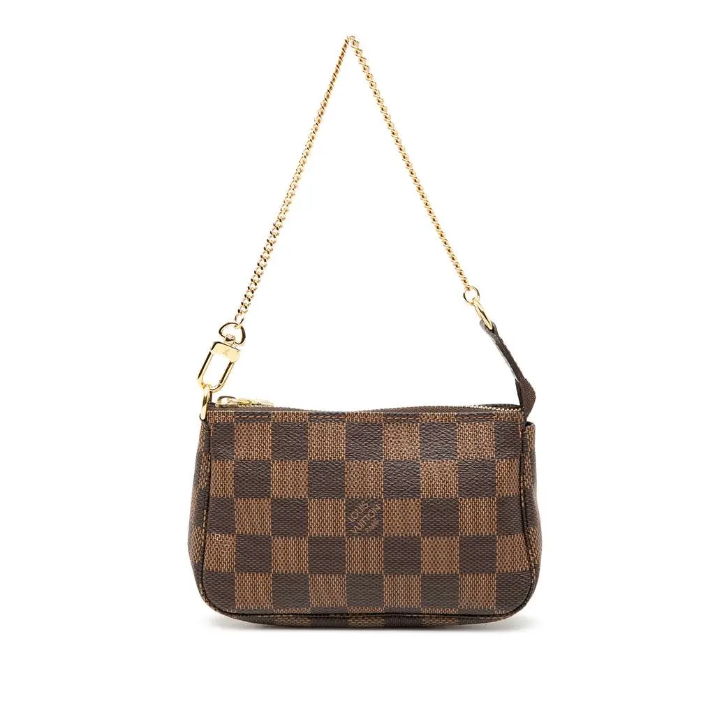 Louis Vuitton Damier Ebene Mini Pochette Accessoires Brown Very good - Front View