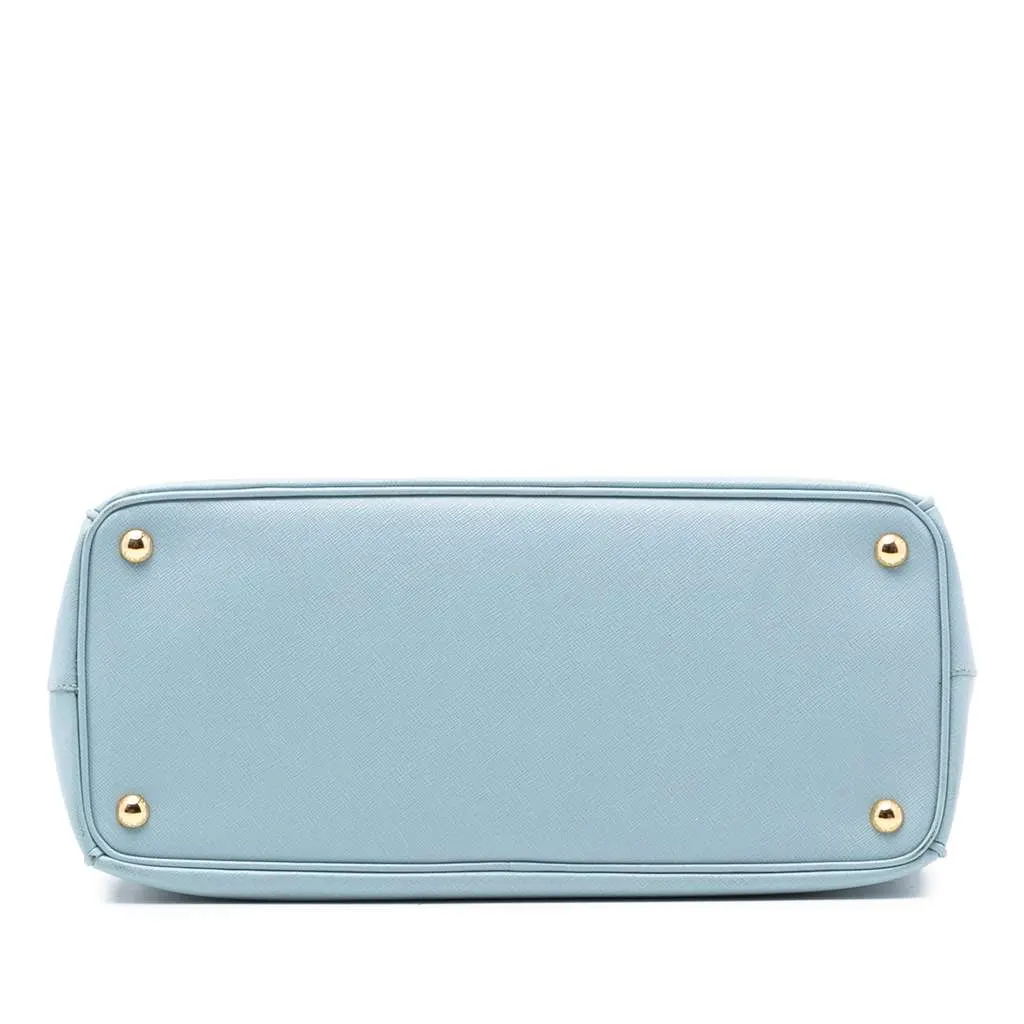 Prada Large Saffiano Lux Galleria Double Zip Satchel Blue Leather Good - Inside View