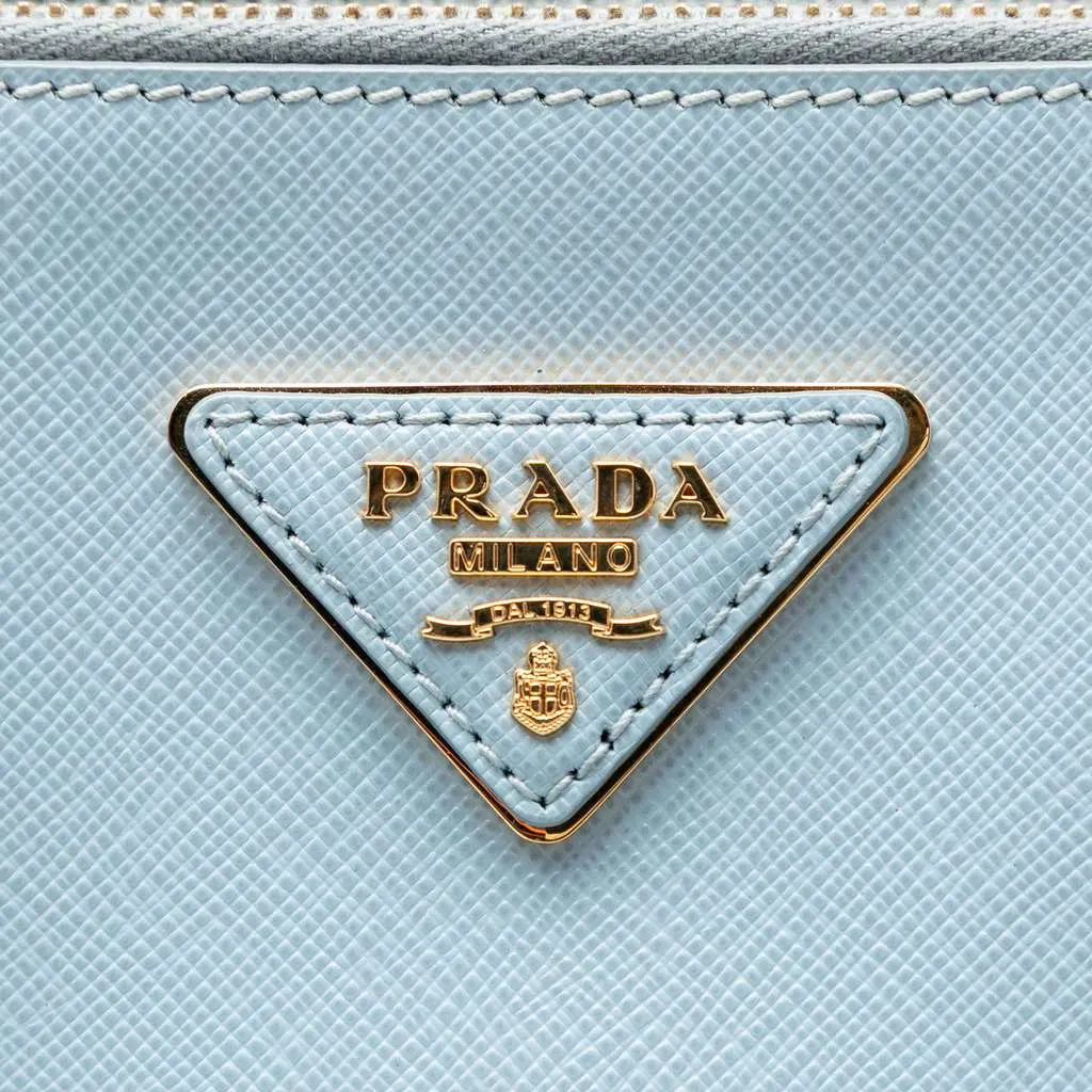 Prada Large Saffiano Lux Galleria Double Zip Satchel Blue Leather Good - Box View