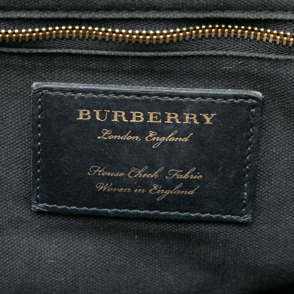 Burberry Small Leather and House Check Canvas Canterbury Tote Red Leather Very good - Box View