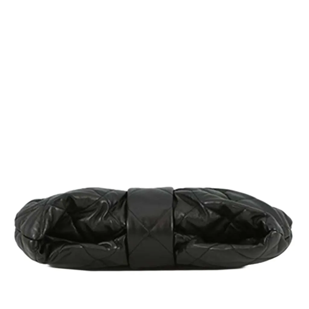 Chanel Shiny Lambskin Bow Bag Black Leather Good - Inside View