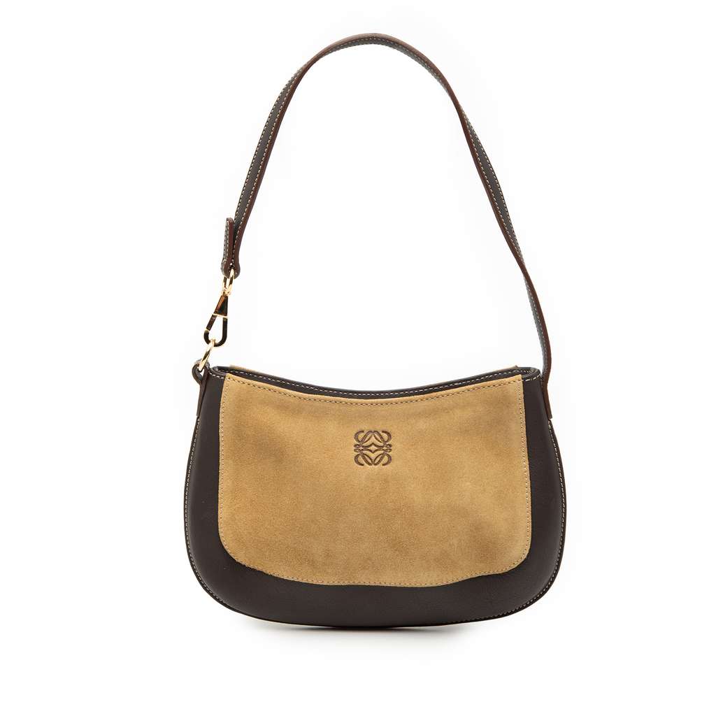 Loewe Anagram Suede and Calfskin Shoulder Bag