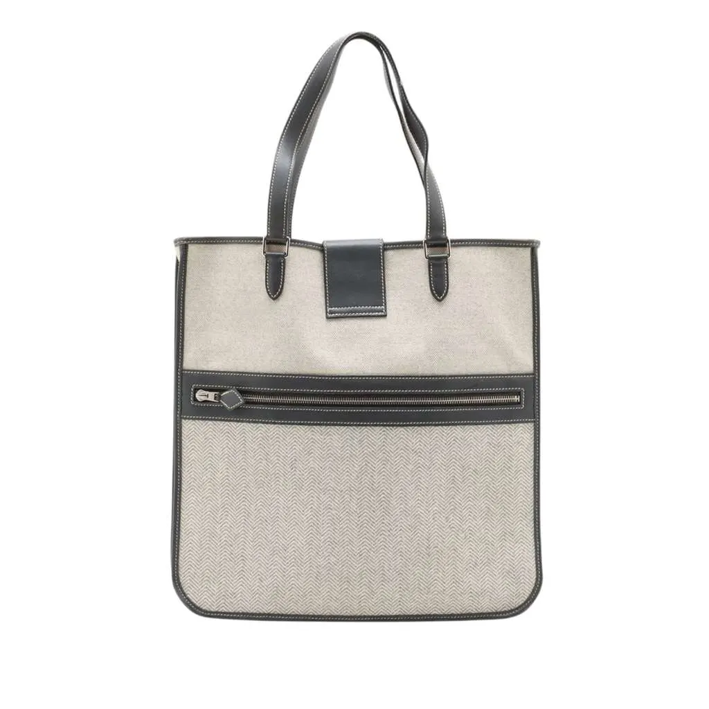 Hermès Toile H Cabas Sac Jumping Brown Canvas Good - Back View