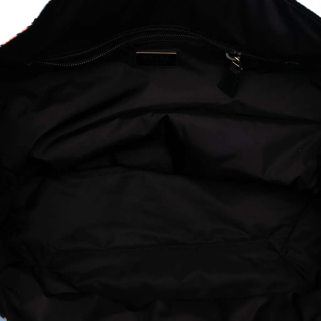 Prada Tessuto Stampato Surf Tote Blue Very good - Model View