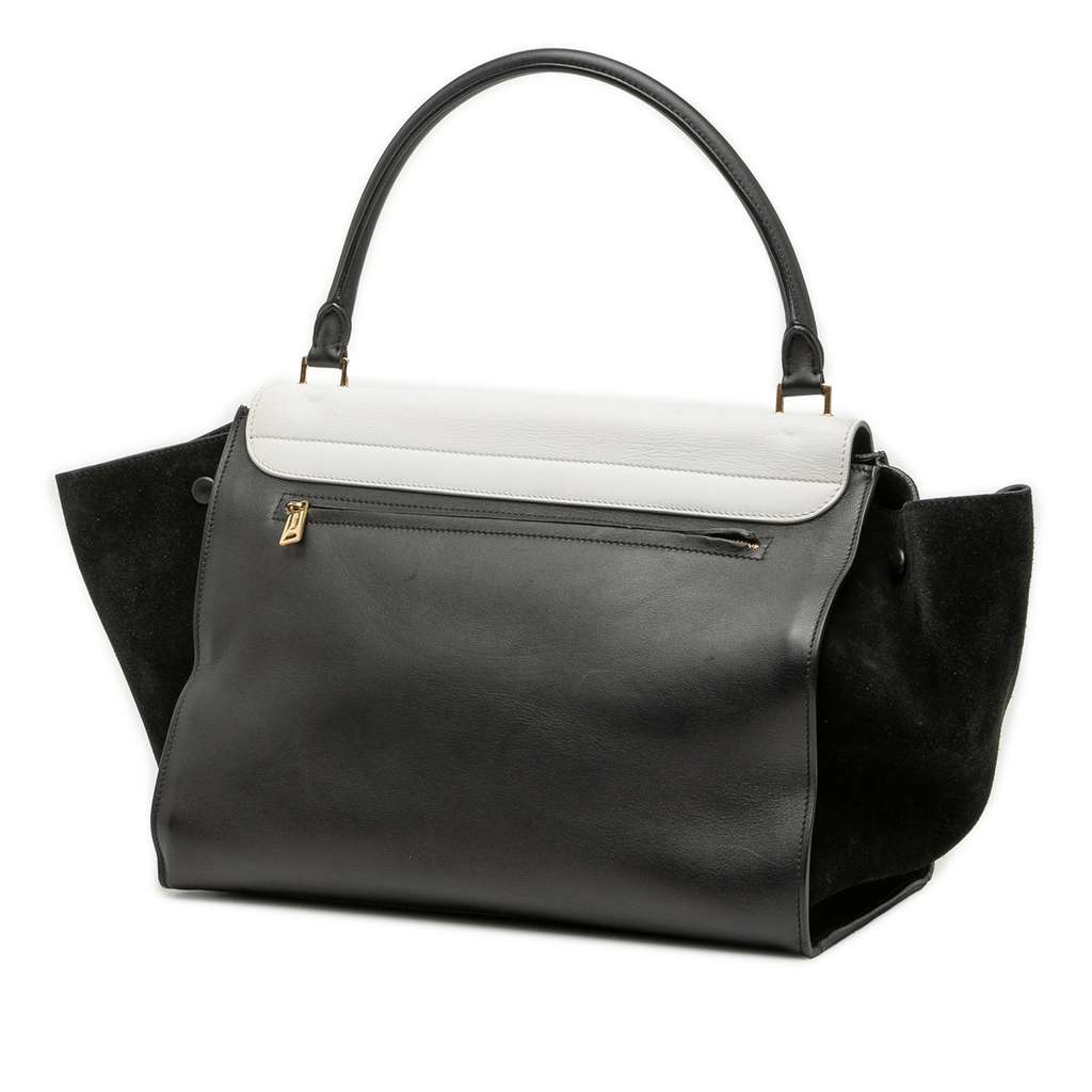 Celine Large Bicolor Leather Trapeze Satchel - 2