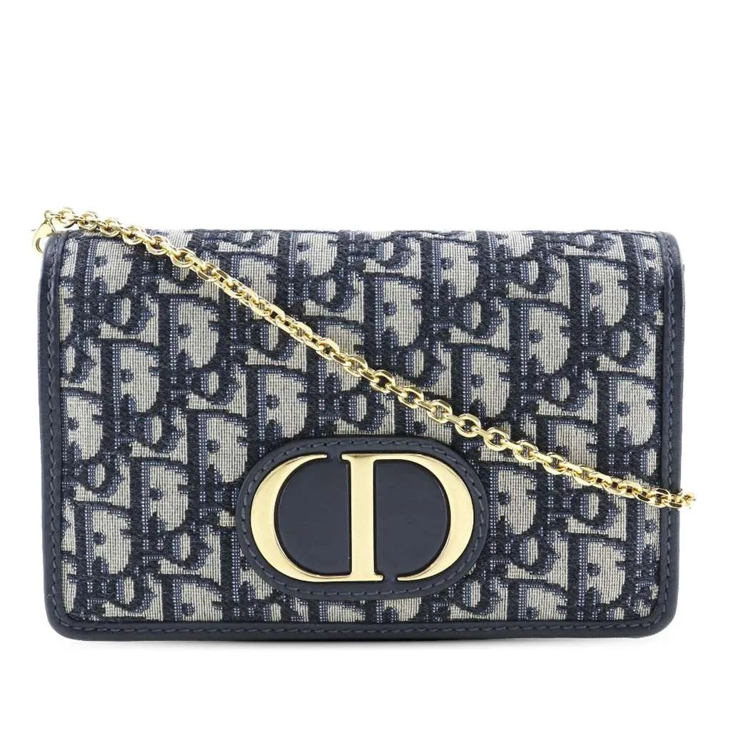 Dior Oblique 30 Montaigne 2 in 1 Pouch Blue Canvas Very good - Front View