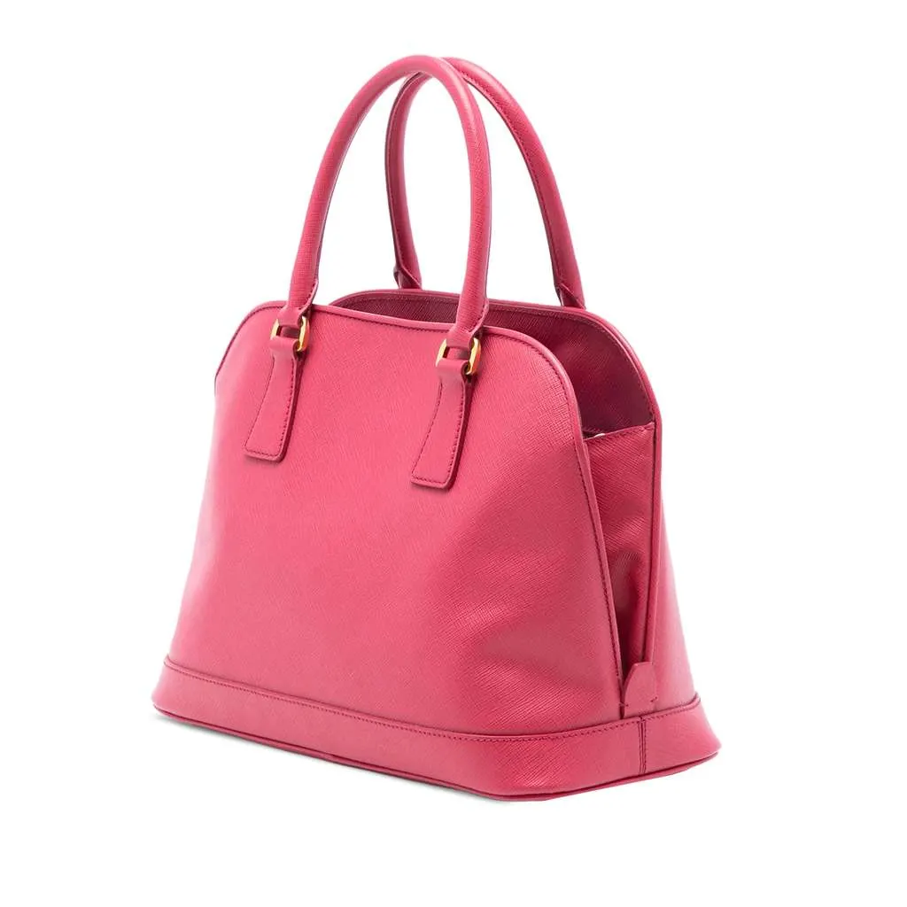Prada Medium Saffiano Lux Open Promenade Satchel Pink Leather Good - Back View