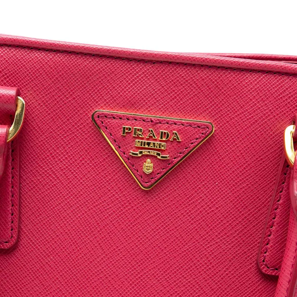 Prada Medium Saffiano Lux Open Promenade Satchel Pink Leather Good - Box View