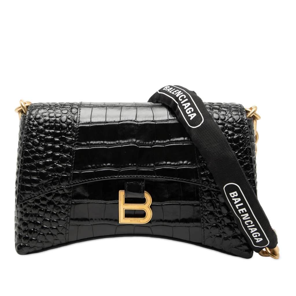 Balenciaga Croc Embossed Leather Downtown Crossbody XS
