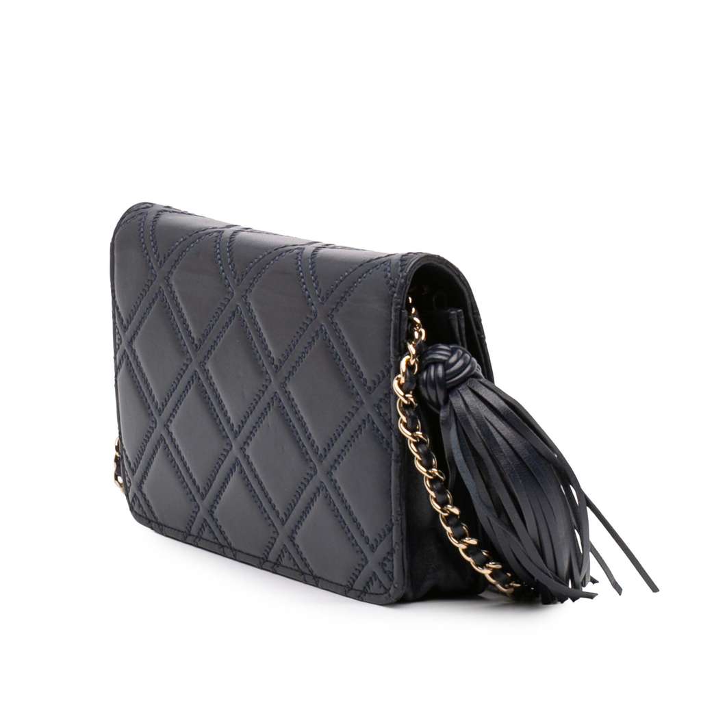 Chanel CC Quilted Lambskin Double Stitch Tassel Wallet On Chain - 2