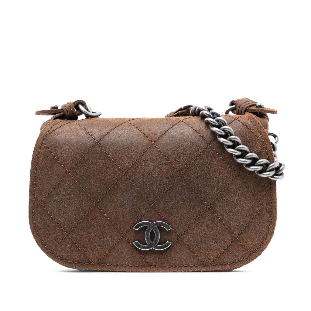 Chanel Paris Edinburgh Mini Quilted Suede Highlander Flap