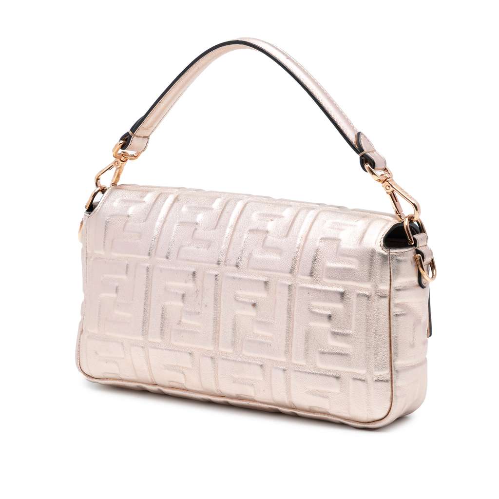 Fendi Zucca Embossed Leather Baguette Satchel - 2