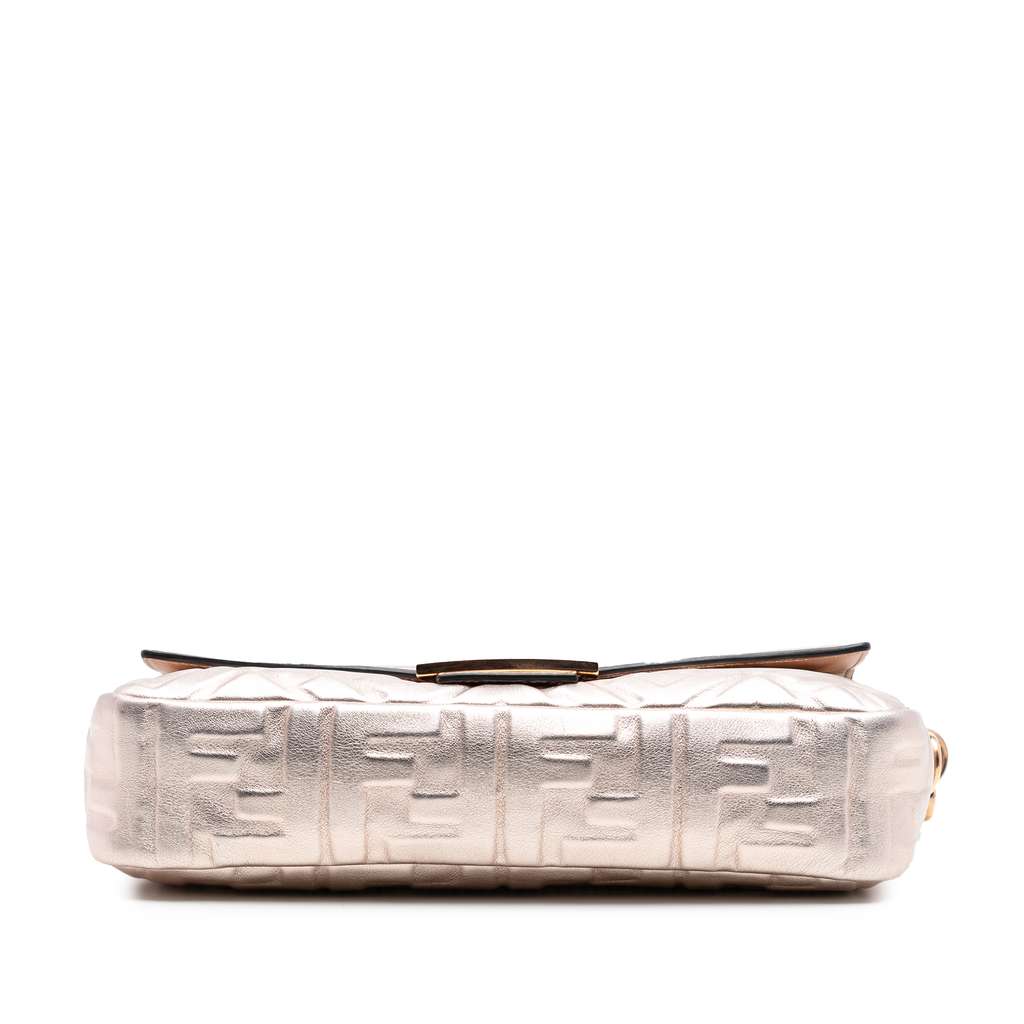Fendi Zucca Embossed Leather Baguette Satchel - 3