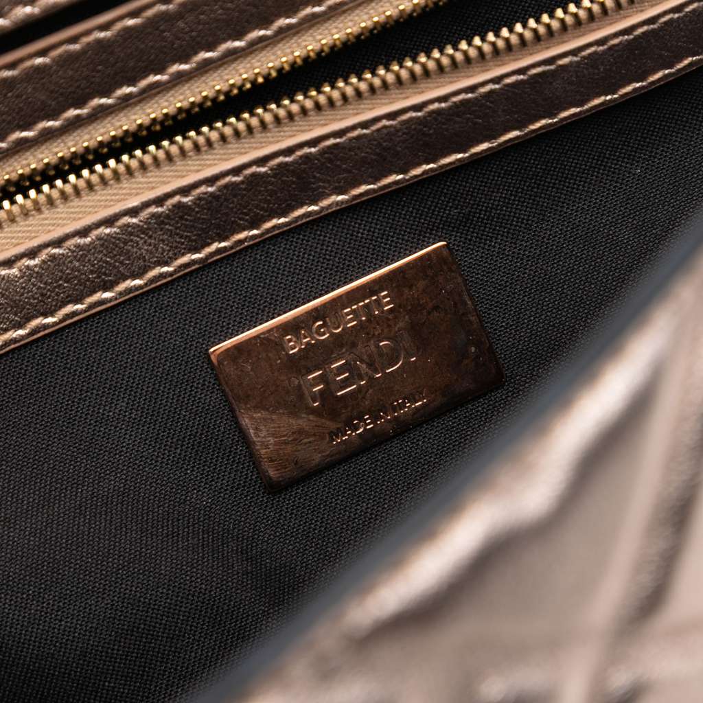 Fendi Zucca Embossed Leather Baguette Satchel - 5