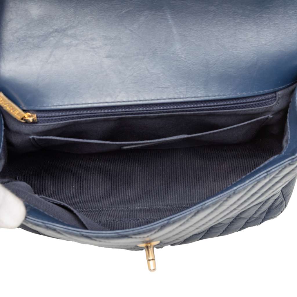 Chanel CC Chevron Aged Calfskin Top Handle Flap - 4