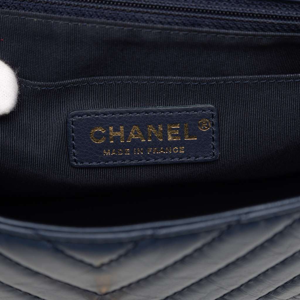 Chanel CC Chevron Aged Calfskin Top Handle Flap - 5