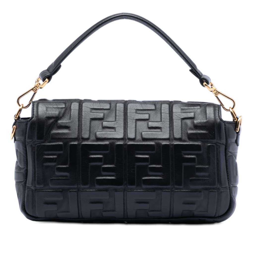 Fendi Zucca Embossed Leather Baguette Satchel - 2