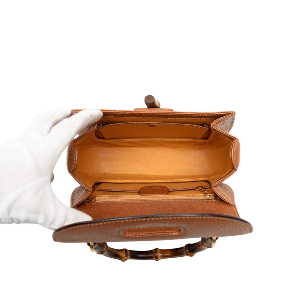 Gucci Small Calfskin Bamboo Top Handle Bag - 4