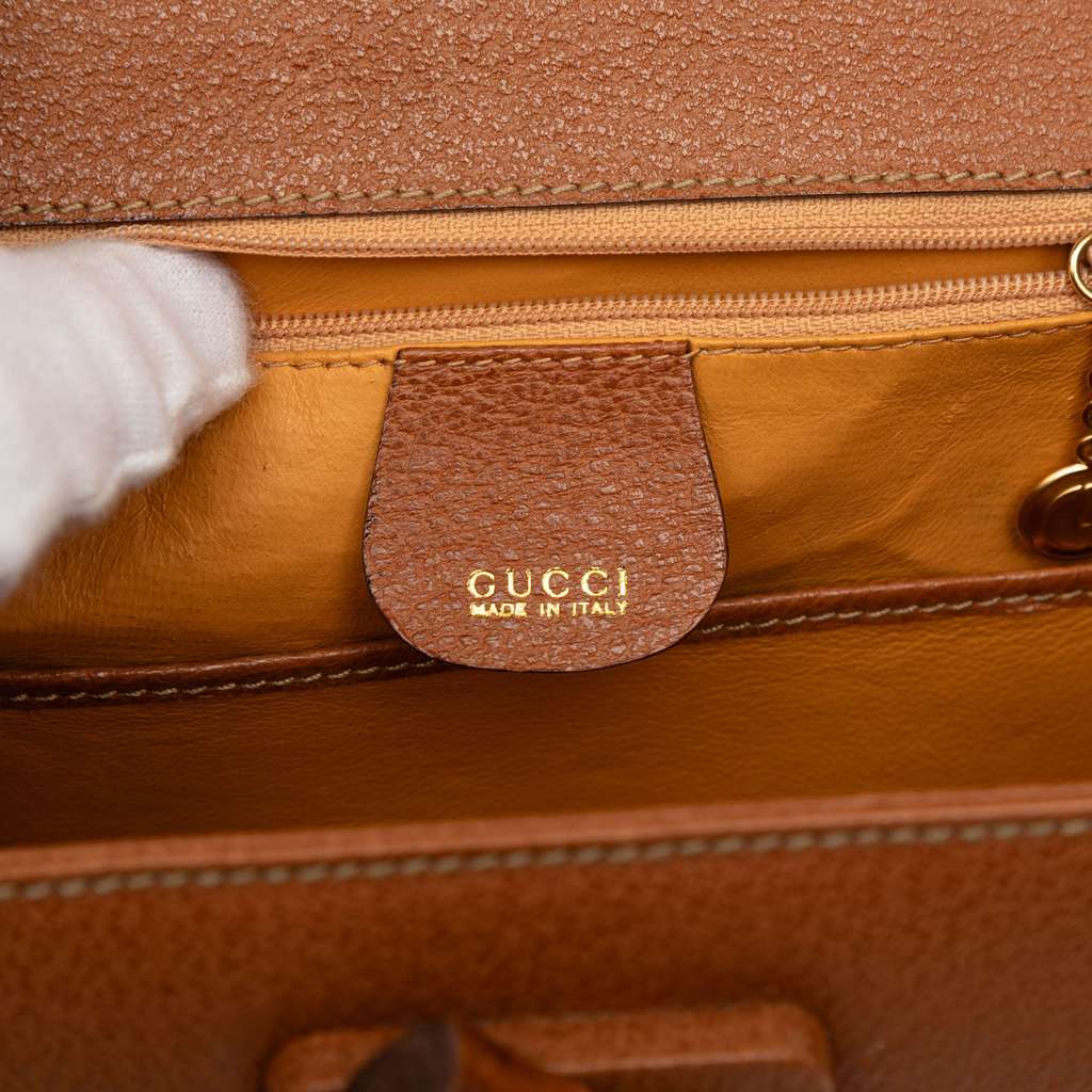 Gucci Small Calfskin Bamboo Top Handle Bag - 5