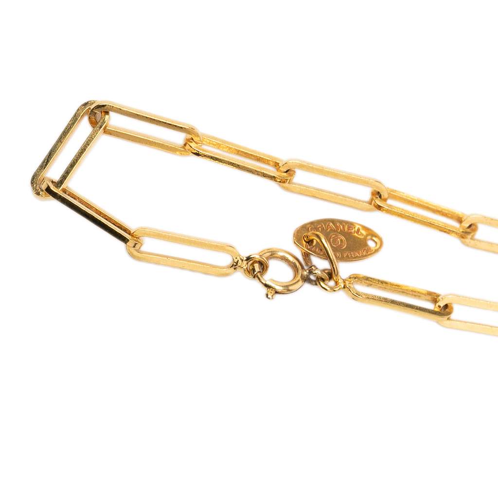 Chanel CC Gold Plated Rectangular Pendant Necklace - 4