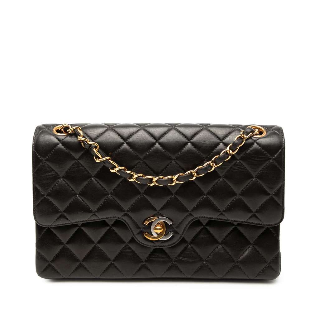 Chanel Medium Quilted Lambskin Gold and Silver Combo CC Double Flap