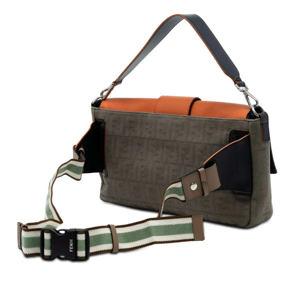 Fendi Large Zucca Canvas and Leather Convertible Belt Baguette Brown Canvas Very good - Back View