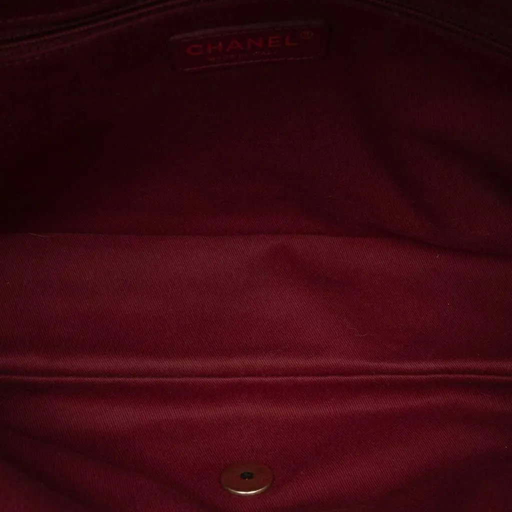 Chanel Large Quilted Glazed Caviar Shiva Flap Red Leather Fair - Model View