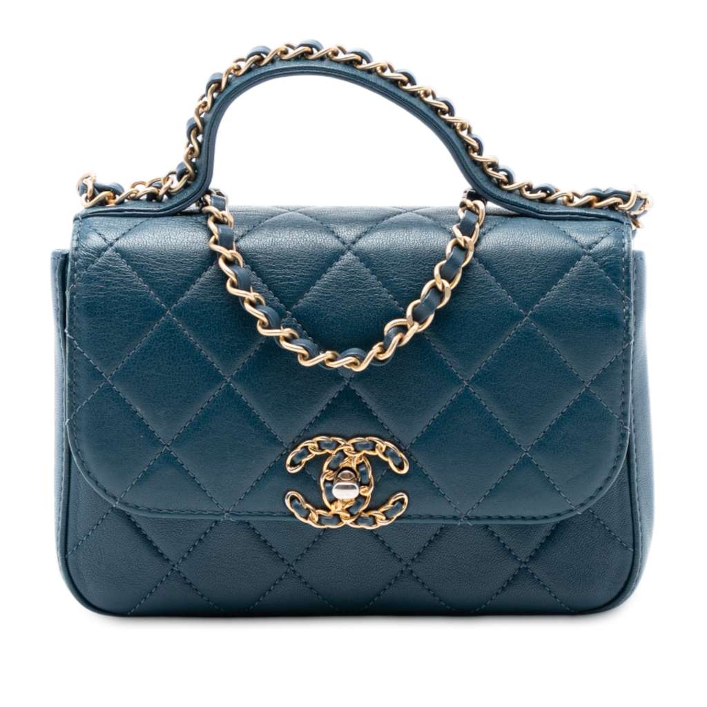 Chanel Small Quilted Calfskin Chain Infinity Top Handle Flap