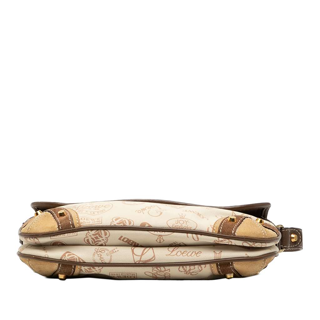 Loewe 160th Anniversary Suede Trimmed Canvas Flap Shoulder Bag - 3