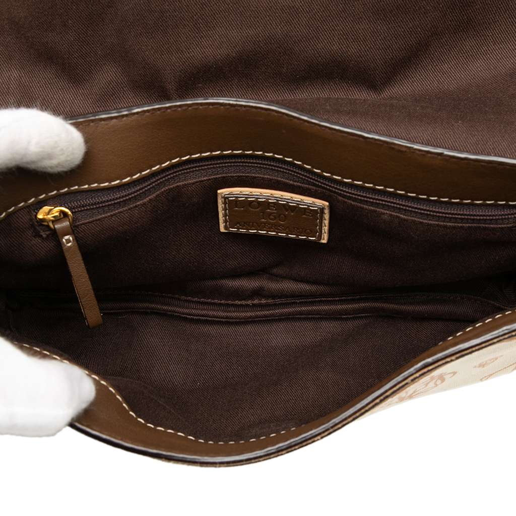 Loewe 160th Anniversary Suede Trimmed Canvas Flap Shoulder Bag - 4