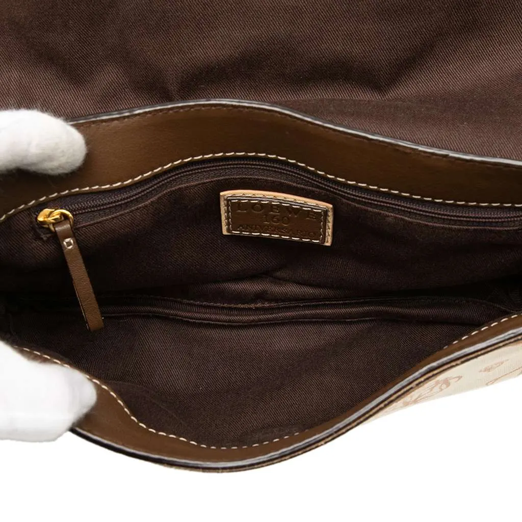 Loewe 160th Anniversary Suede Trimmed Canvas Flap Shoulder Bag Brown Canvas Very good - Model View