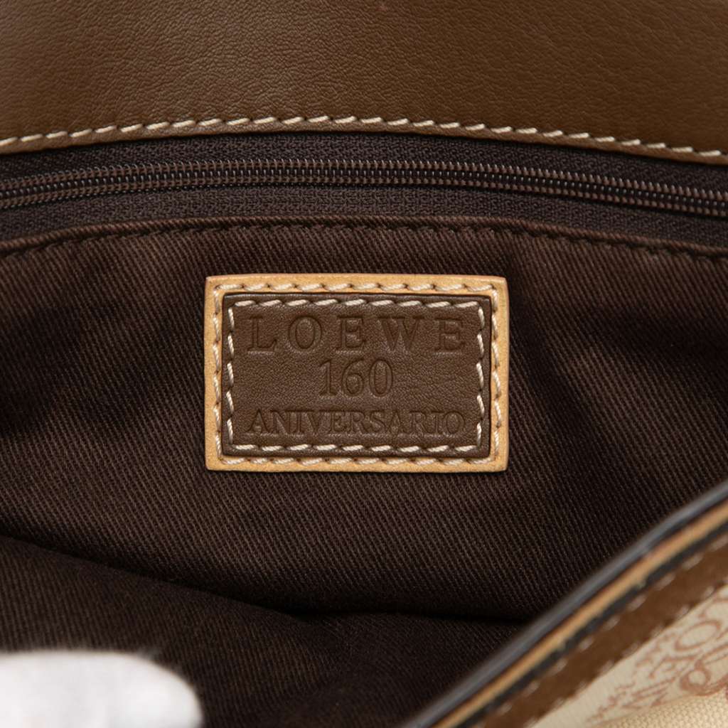 Loewe 160th Anniversary Suede Trimmed Canvas Flap Shoulder Bag - 5