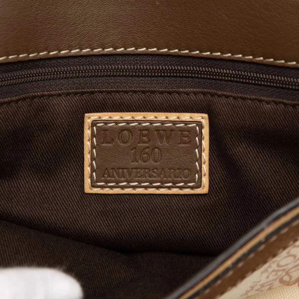 Loewe 160th Anniversary Suede Trimmed Canvas Flap Shoulder Bag Brown Canvas Very good - Box View