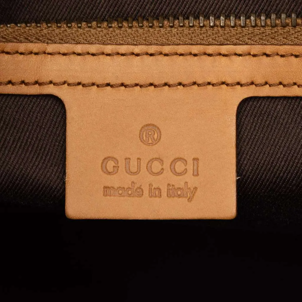 Gucci Suede GG Canvas Nailhead Handbag Brown Leather Good - Box View