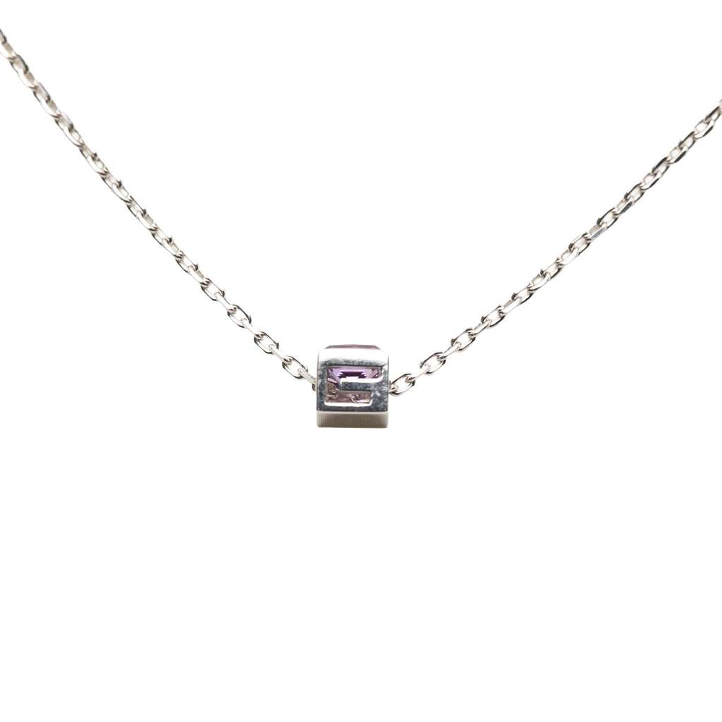 Gucci 18K White Gold Amethyst Square Pendant Necklace - 2