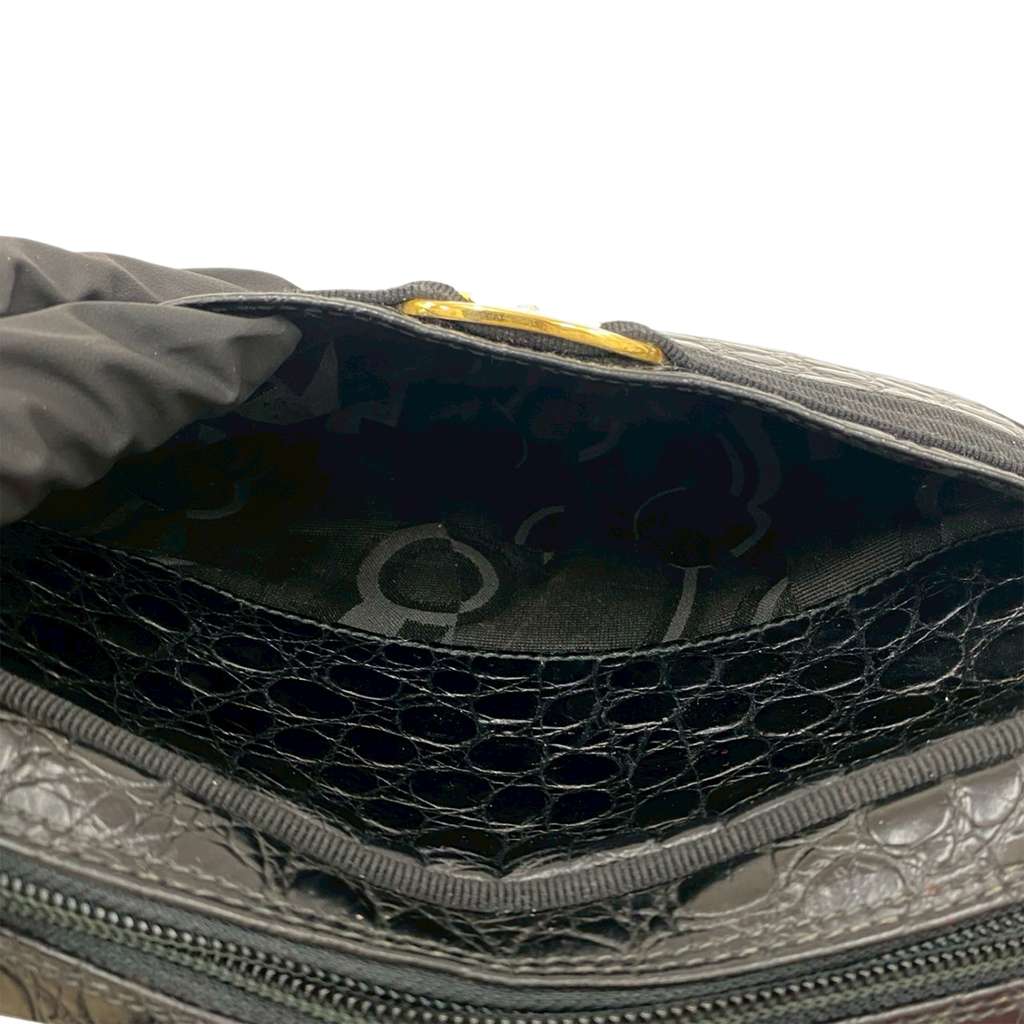 Salvatore Ferragamo Croc Embossed Calfskin Vara Crossbody - 5